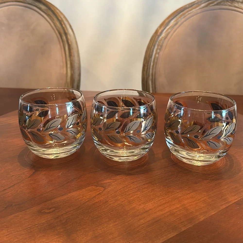 MCM Federal Roly Poly Barware Laurel Leaf Glasses - Picture 1 of 5